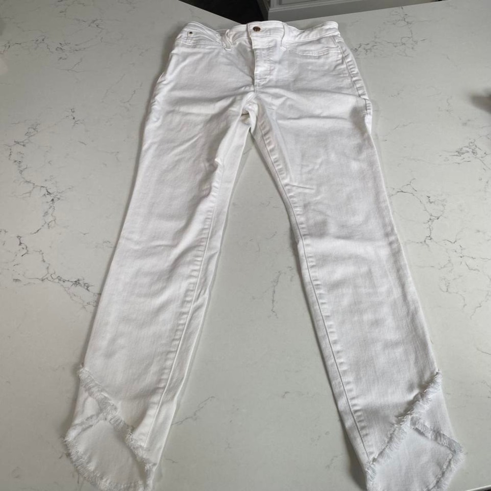Joe's Jeans The Charlie High Rise Skinny Ankle White Size 30 Frayed Hem